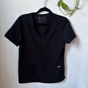 Figs Women's Classic Black V-Neck Scrub Top